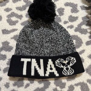 TNA Black and White Pom-Pom Beanie